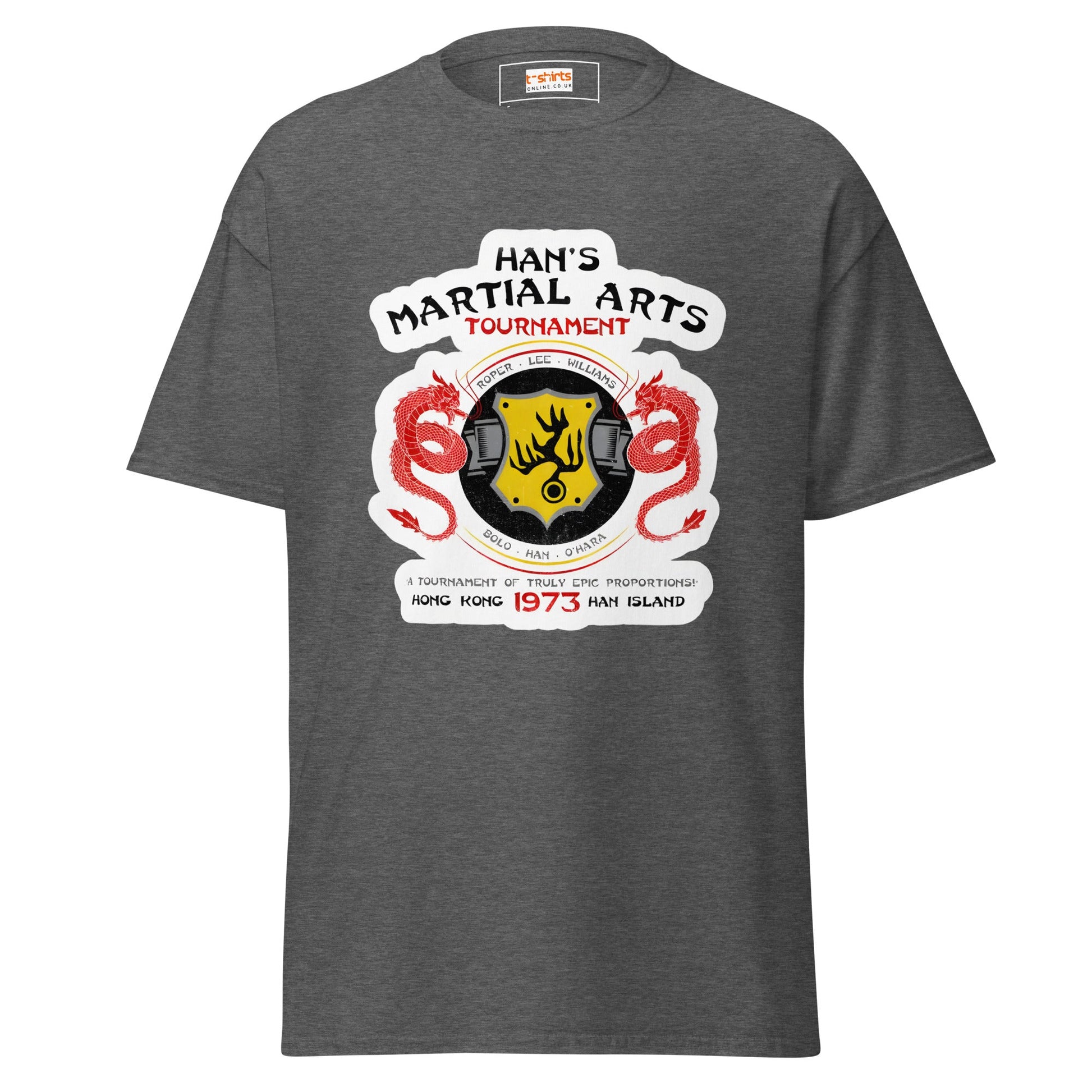Han's Tournament | Enter the Dragon T-Shirt - Dark Heather - T-Shirts Online