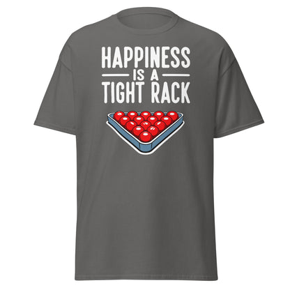 Happiness Is A Tight Rack T-Shirt - Funny Snooker Tee - Charcoal - T-Shirts Online
