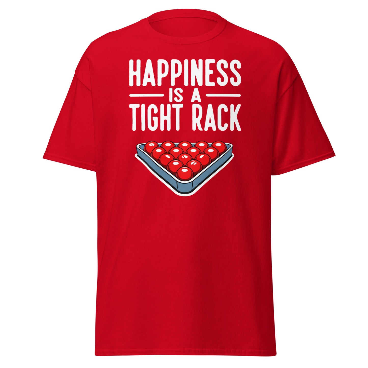 Happiness Is A Tight Rack T-Shirt - Funny Snooker Tee - Red - T-Shirts Online