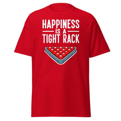 Happiness Is A Tight Rack T-Shirt - Funny Snooker Tee - Red - T-Shirts Online