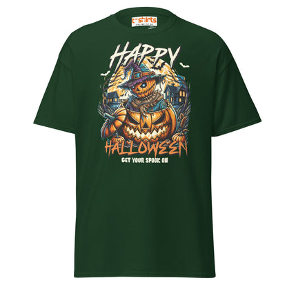 Happy Halloween Pumpkin Scarecrow T-Shirt - Forest Green - T-Shirts Online
