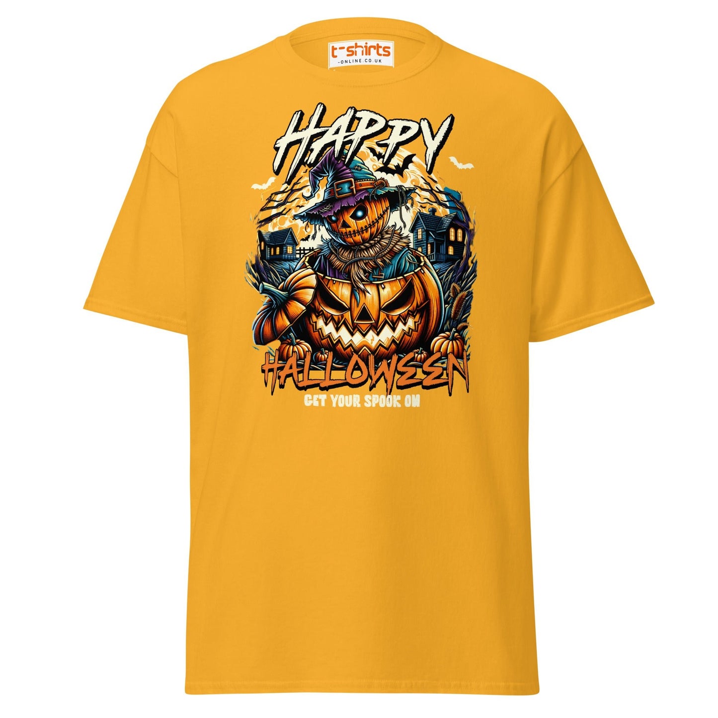 Happy Halloween Pumpkin Scarecrow T-Shirt - Gold - T-Shirts Online