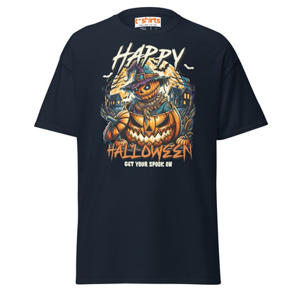 Happy Halloween Pumpkin Scarecrow T-Shirt - Navy - T-Shirts Online