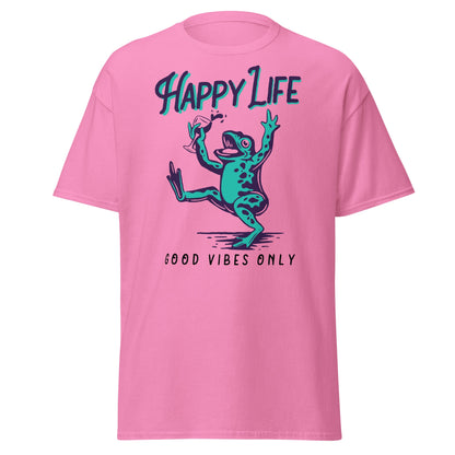 Happy Life Good Vibes Only Frog T-Shirt - Azalea - T-Shirts Online