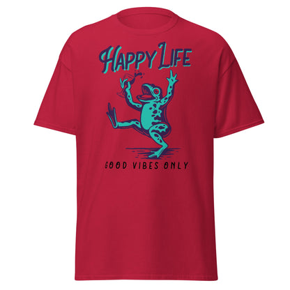 Happy Life Good Vibes Only Frog T-Shirt - Cardinal - T-Shirts Online