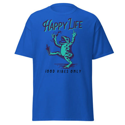 Happy Life Good Vibes Only Frog T-Shirt - Royal - T-Shirts Online