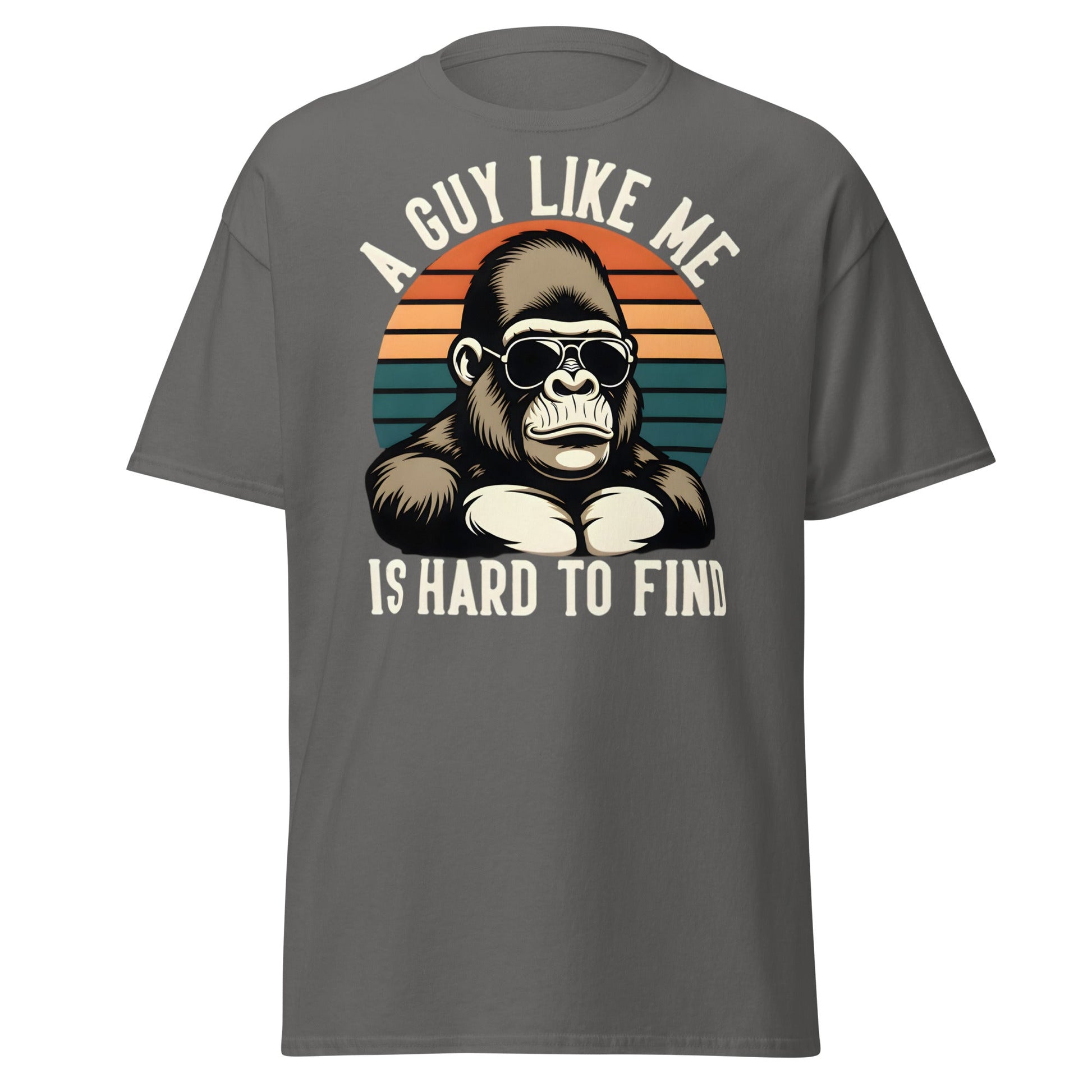 Hard to Find Guy Gorilla T-Shirt – Retro Sunglasses Tee - Charcoal - T-Shirts Online