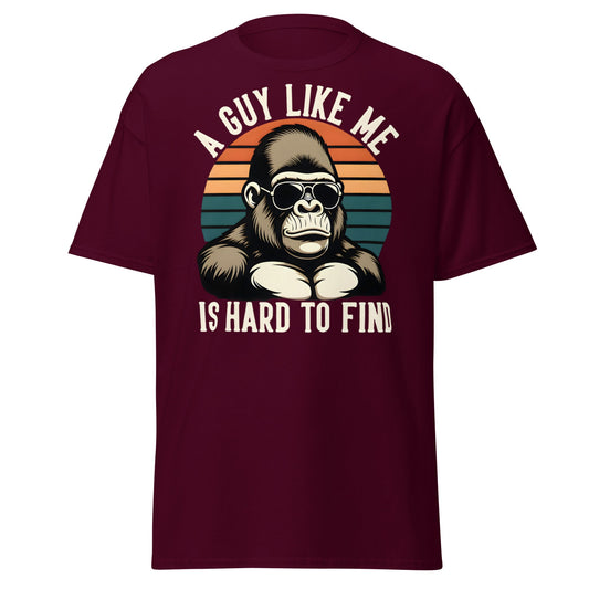Hard to Find Guy Gorilla T-Shirt – Retro Sunglasses Tee - Maroon - T-Shirts Online
