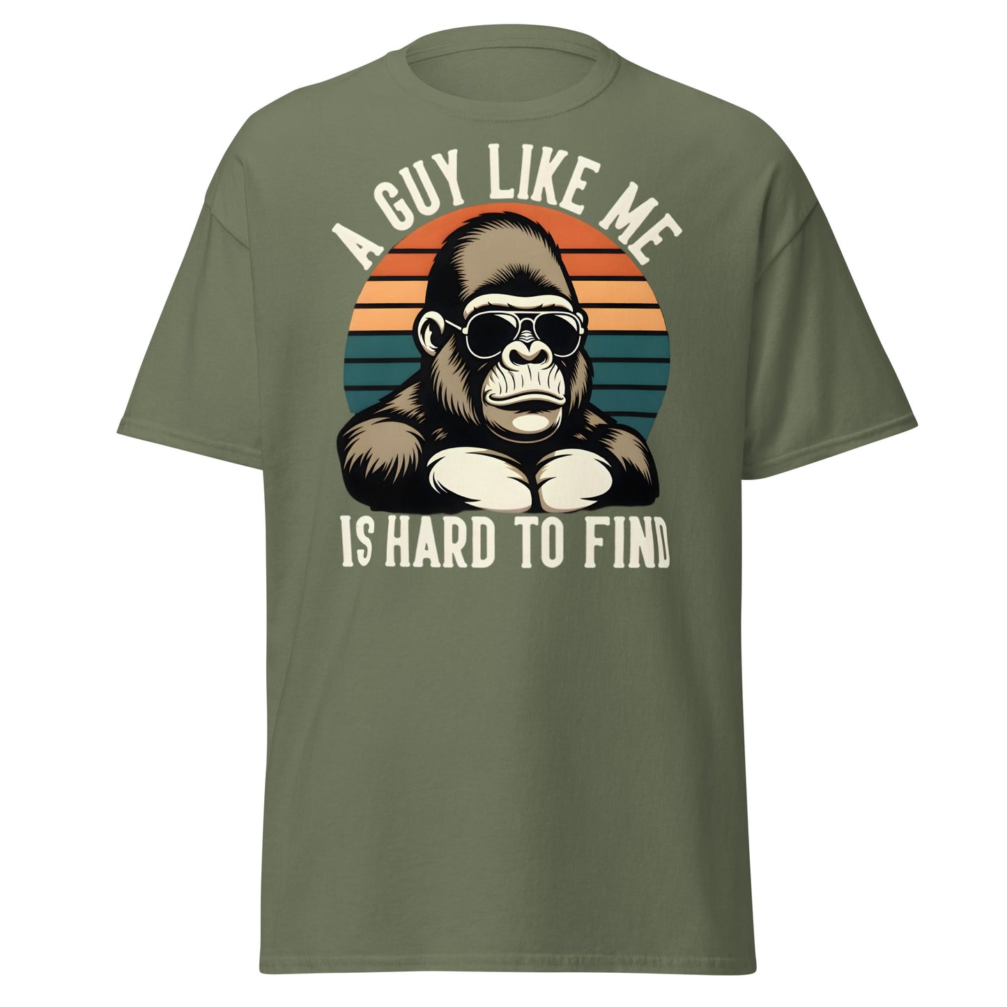 Hard to Find Guy Gorilla T-Shirt – Retro Sunglasses Tee - Military Green - T-Shirts Online