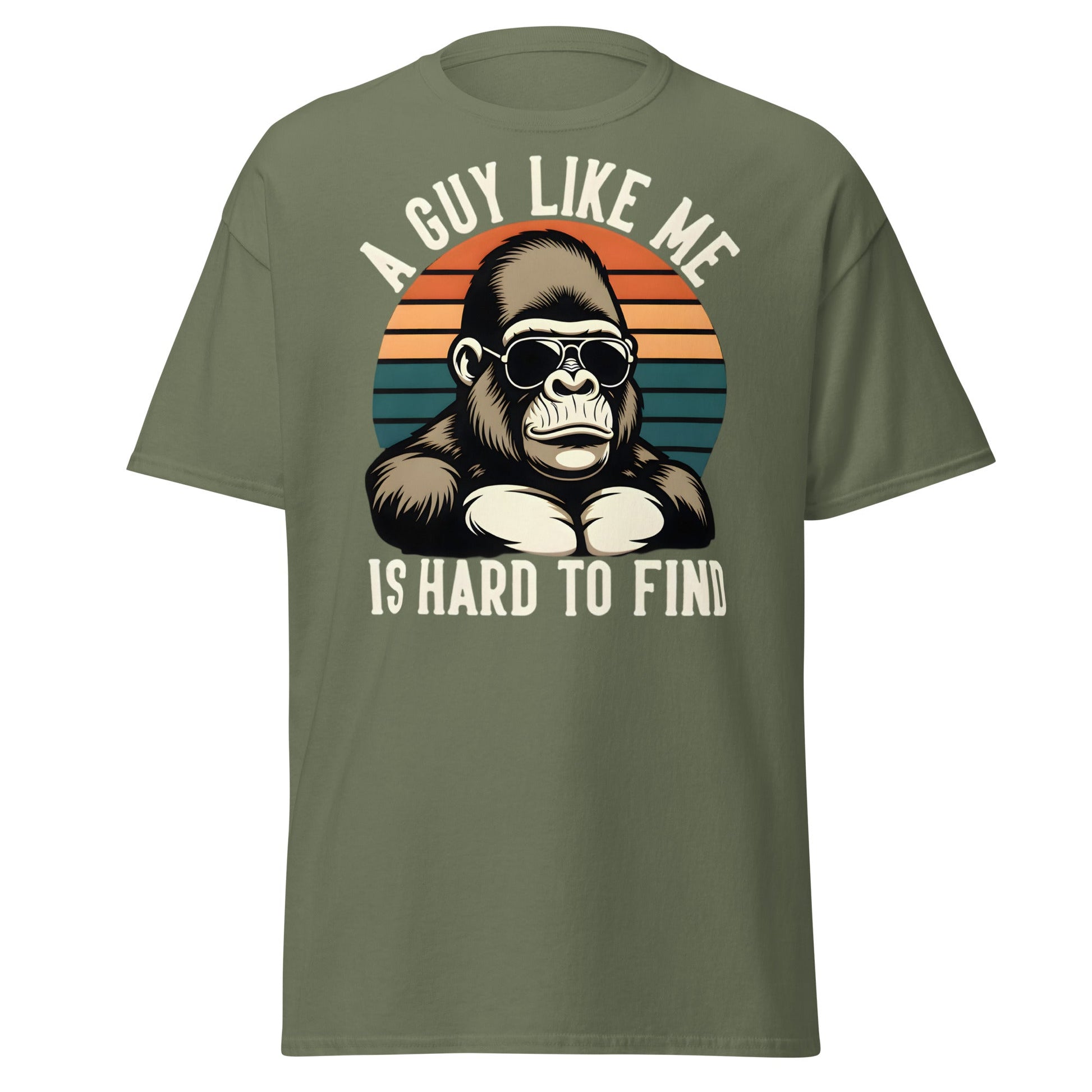 Hard to Find Guy Gorilla T-Shirt – Retro Sunglasses Tee - Military Green - T-Shirts Online