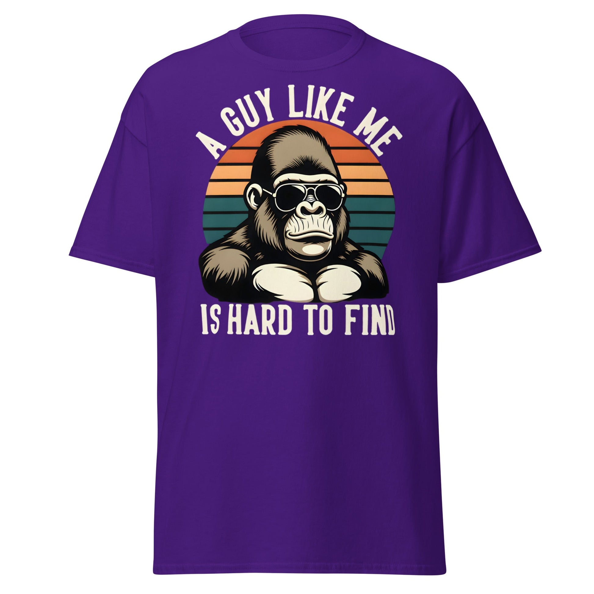 Hard to Find Guy Gorilla T-Shirt – Retro Sunglasses Tee - Purple - T-Shirts Online