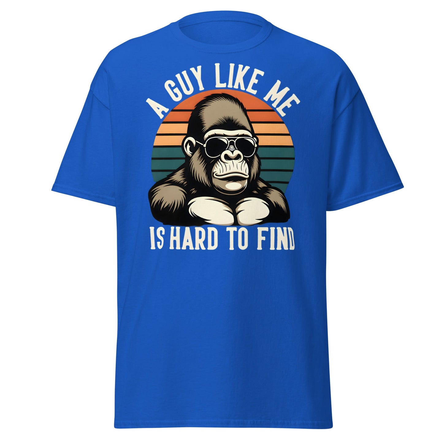 Hard to Find Guy Gorilla T-Shirt – Retro Sunglasses Tee - Royal - T-Shirts Online