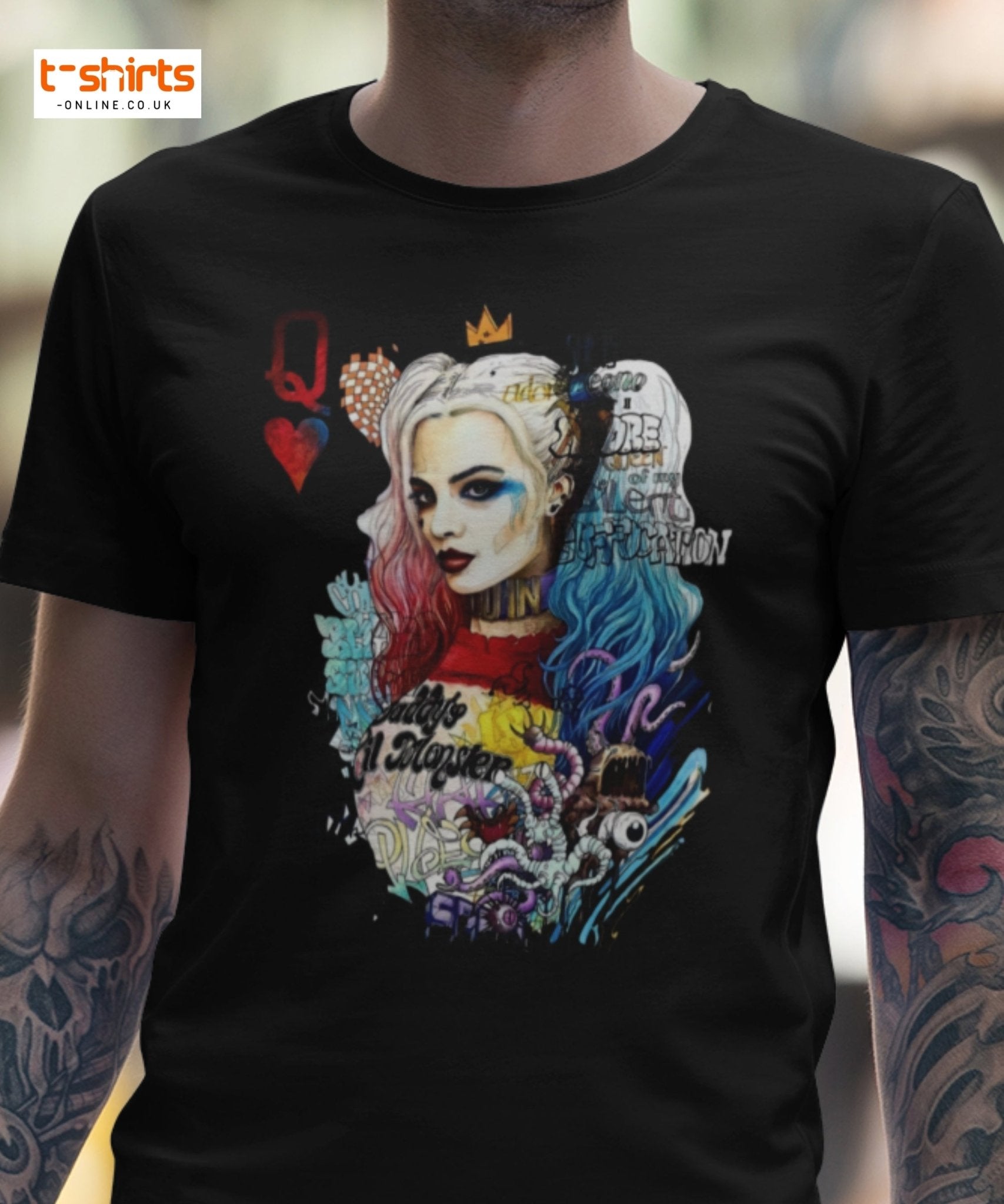 Harley Quinn Graffiti T-Shirt | Bold Street Art Tee - Maroon - T-Shirts Online