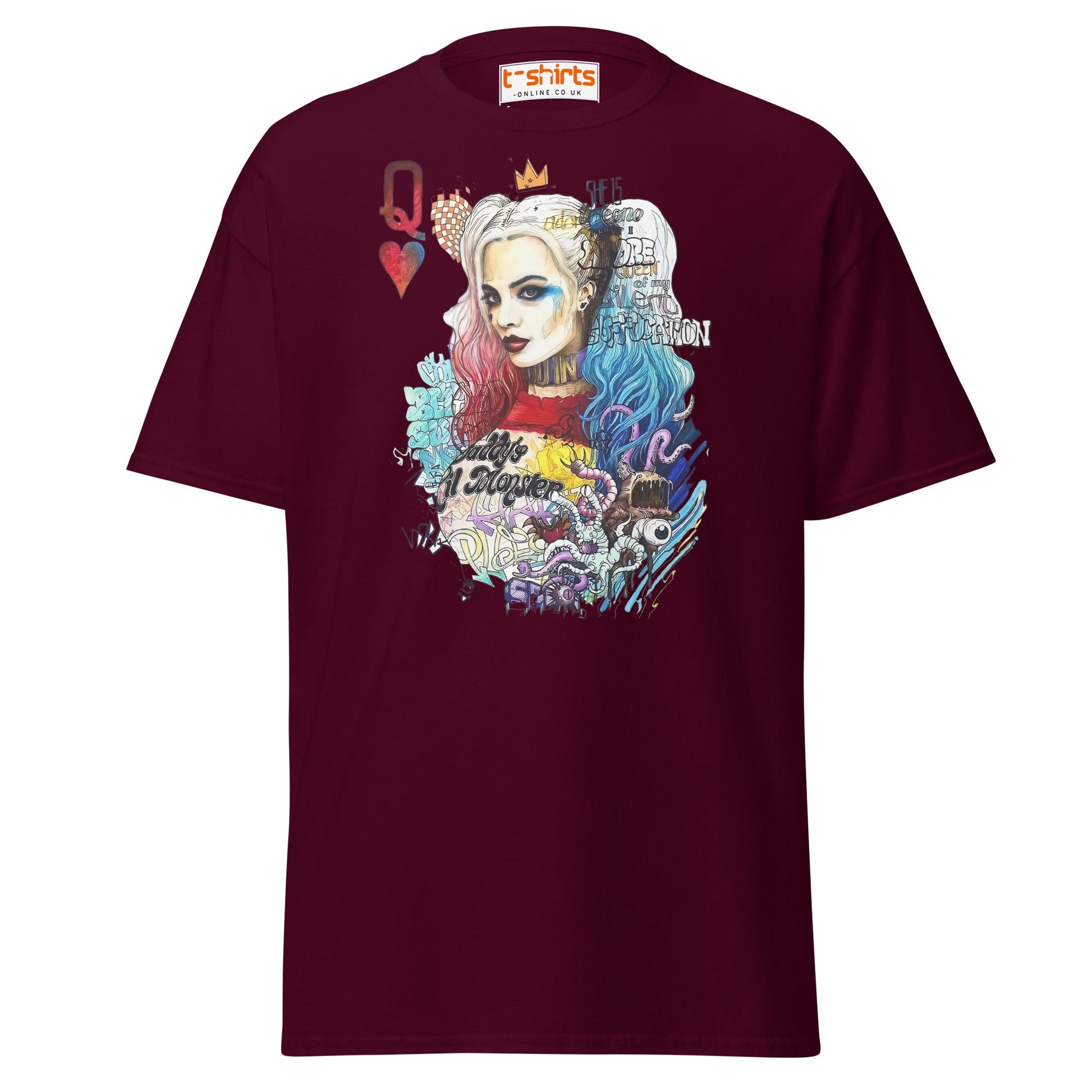 Harley Quinn Graffiti T-Shirt - Maroon - T-Shirts Online