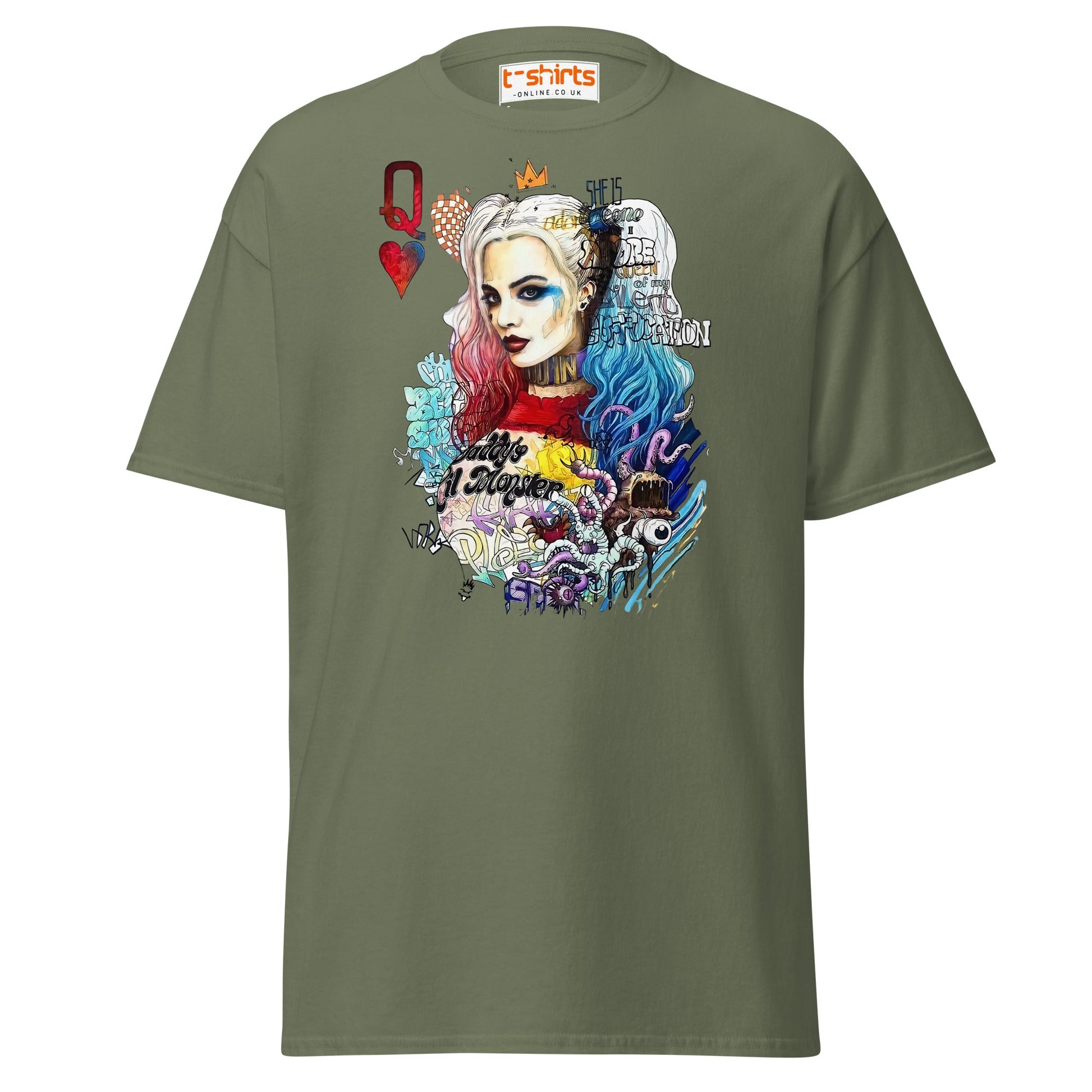 Harley Quinn Graffiti T-Shirt - Military Green - T-Shirts Online