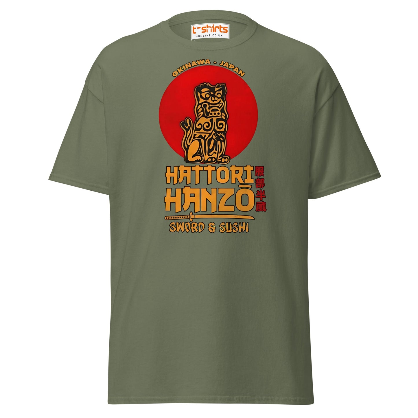 Hattori Hanzo Sword & Sushi T-Shirt - Military Green - T-Shirts Online