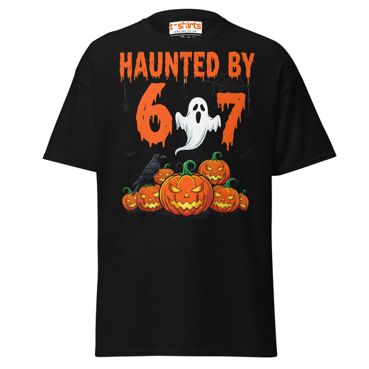 Haunted By 6 or 7 T-Shirt | Funny Halloween Ghost Tee - Black - T-Shirts Online