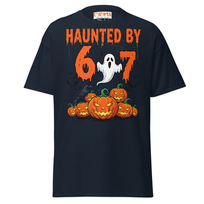 Haunted By 6 or 7 T-Shirt | Funny Halloween Ghost Tee - Navy - T-Shirts Online