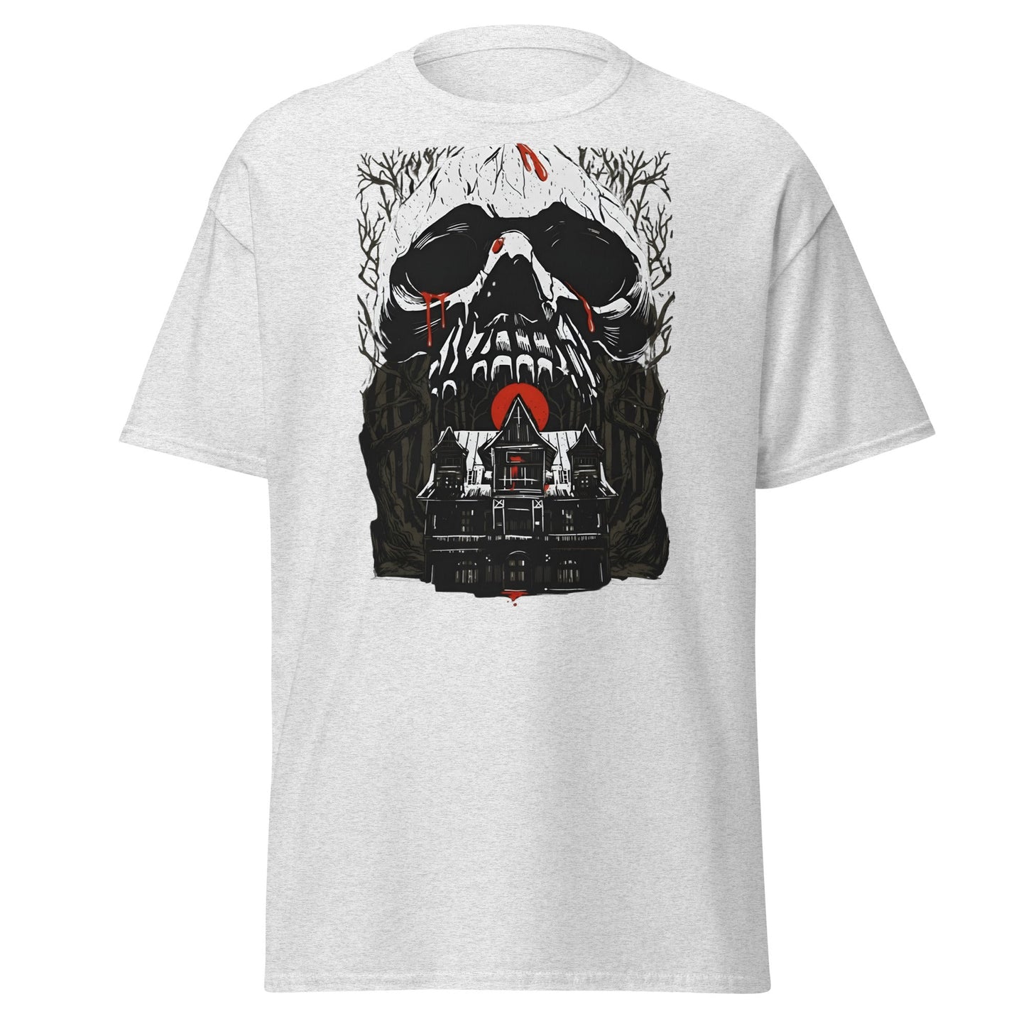 Haunted Mansion Skull T-Shirt – Gothic Horror House Tee - Ash - T-Shirts Online