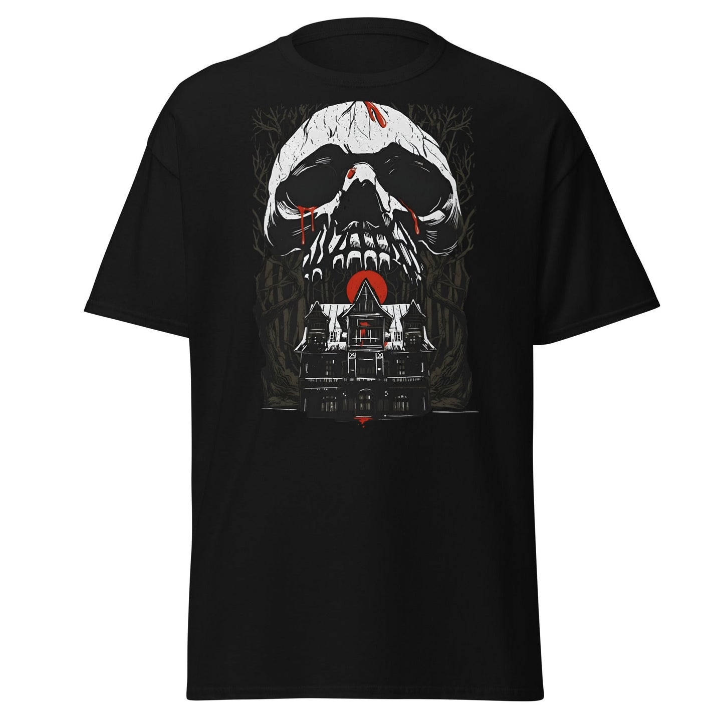 Haunted Mansion Skull T-Shirt – Gothic Horror House Tee - Black - T-Shirts Online
