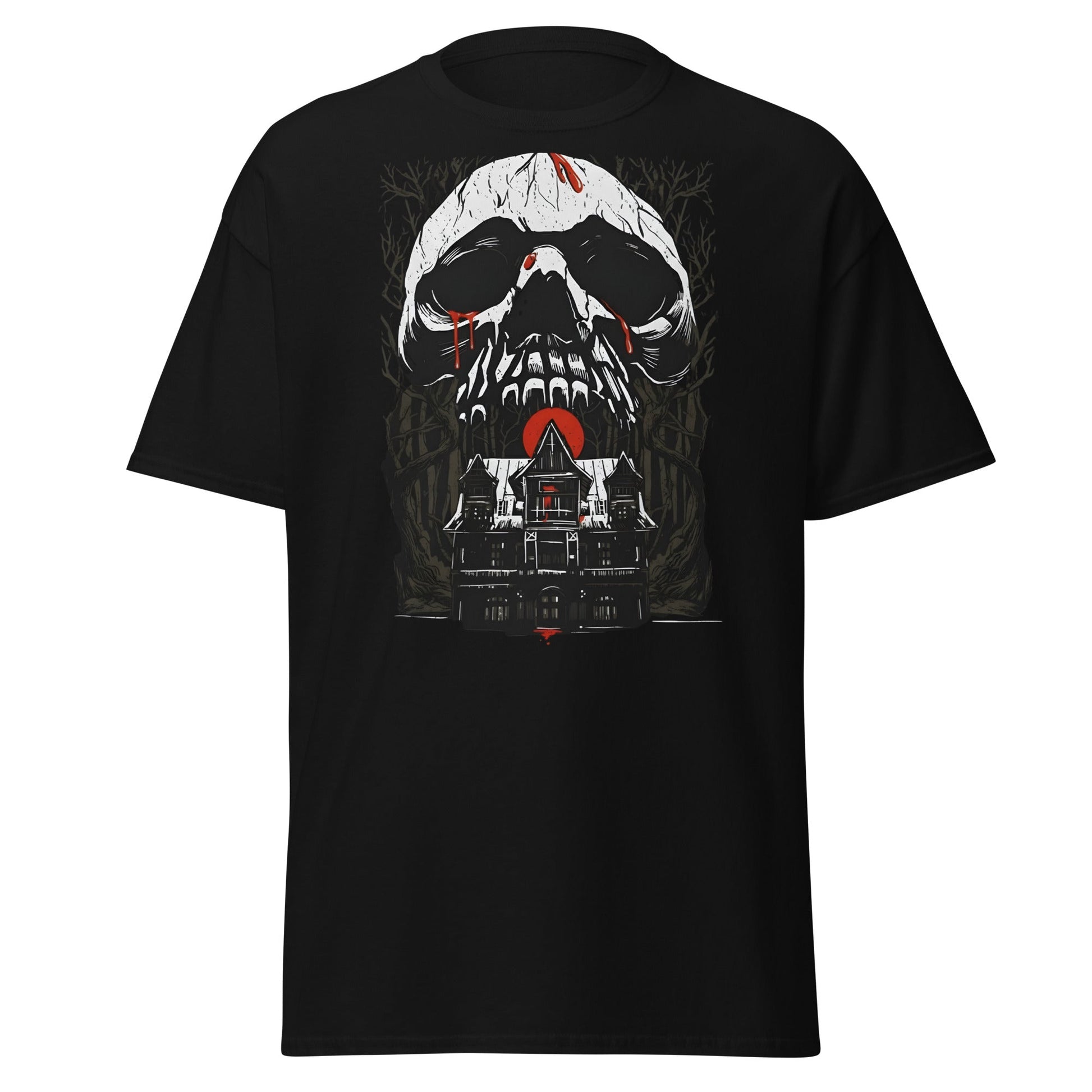 Haunted Mansion Skull T-Shirt – Gothic Horror House Tee - Black - T-Shirts Online