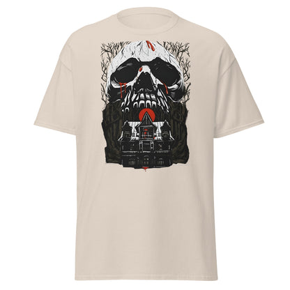 Haunted Mansion Skull T-Shirt – Gothic Horror House Tee - Natural - T-Shirts Online