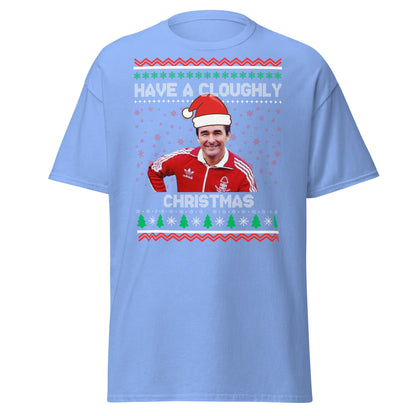 Have a Cloughly Christmas T-Shirt | British Football Icon - Carolina Blue - T-Shirts Online
