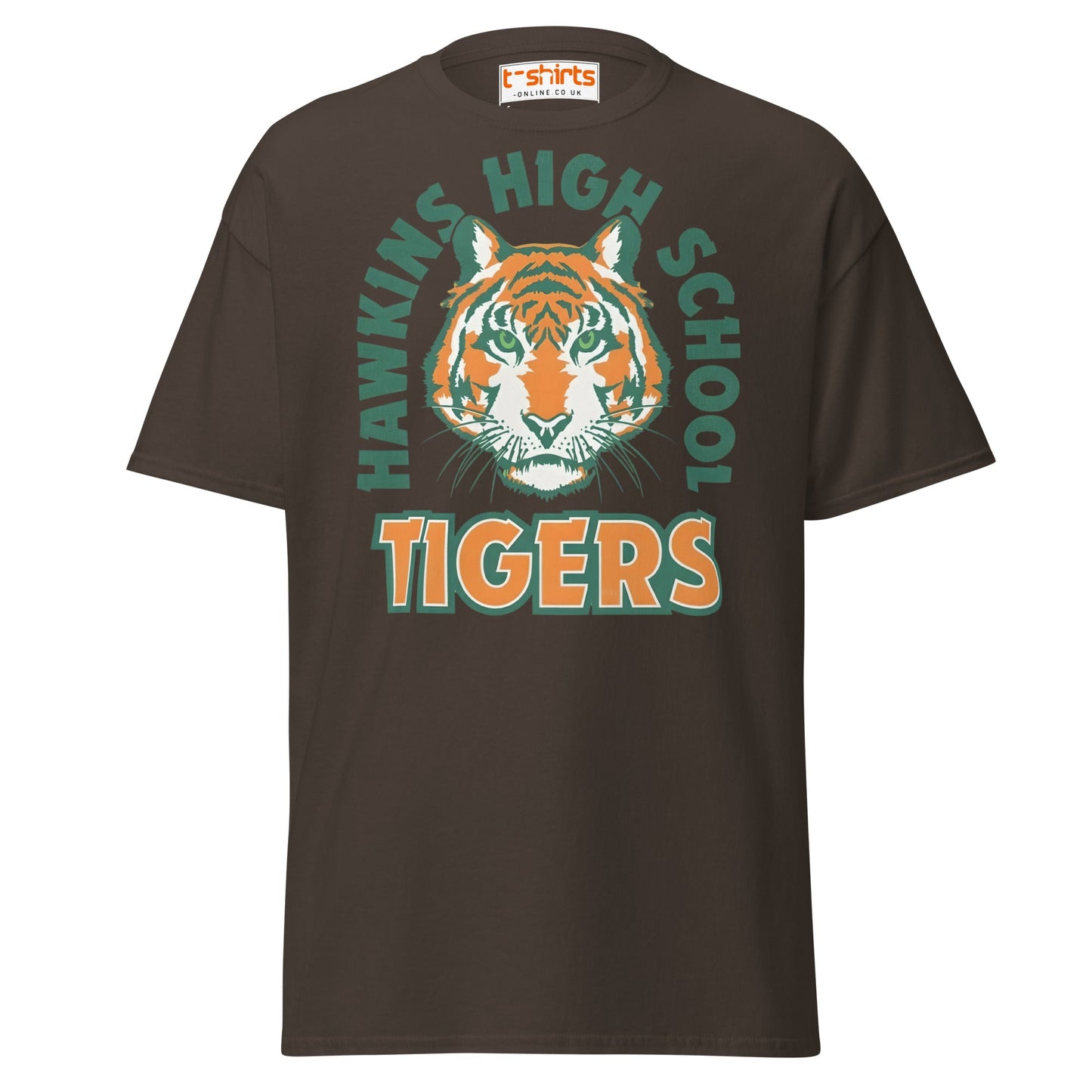Hawkins High School Tigers T-Shirt - Dark Chocolate - T-Shirts Online
