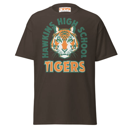 Hawkins High School Tigers T-Shirt - Dark Chocolate - T-Shirts Online