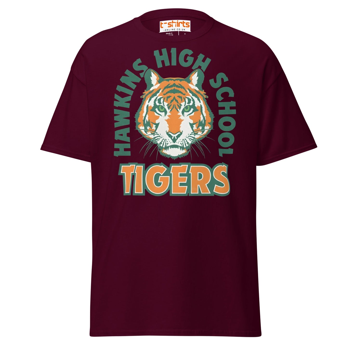 Hawkins High School Tigers T-Shirt - Maroon - T-Shirts Online