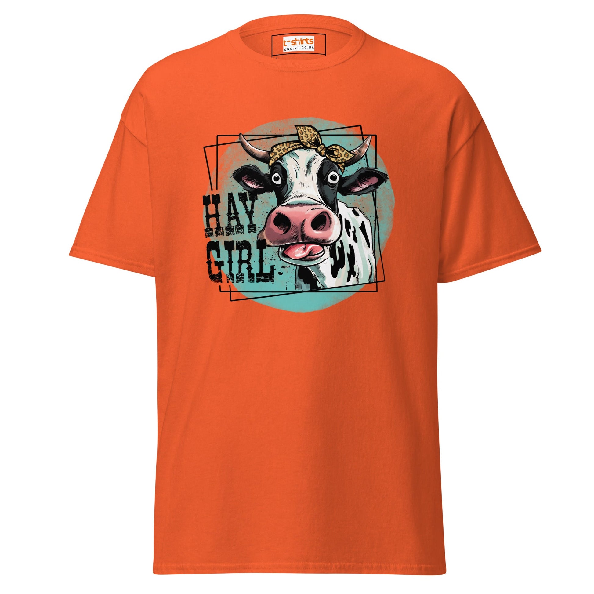 Hay Girl | Farmer T-Shirt - Orange - T-Shirts Online