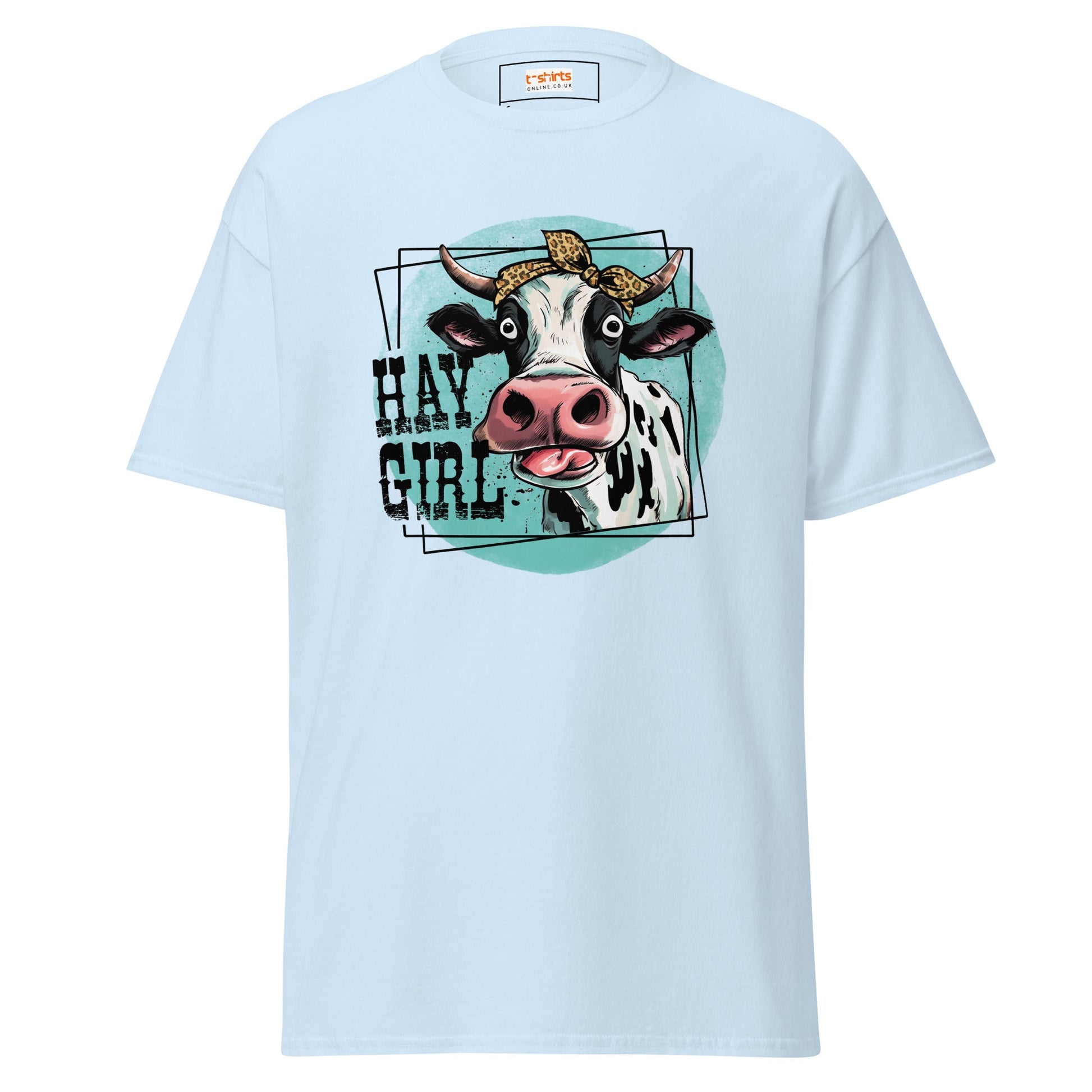 Hay Girl | Farmer T-Shirt - Light Blue - T-Shirts Online