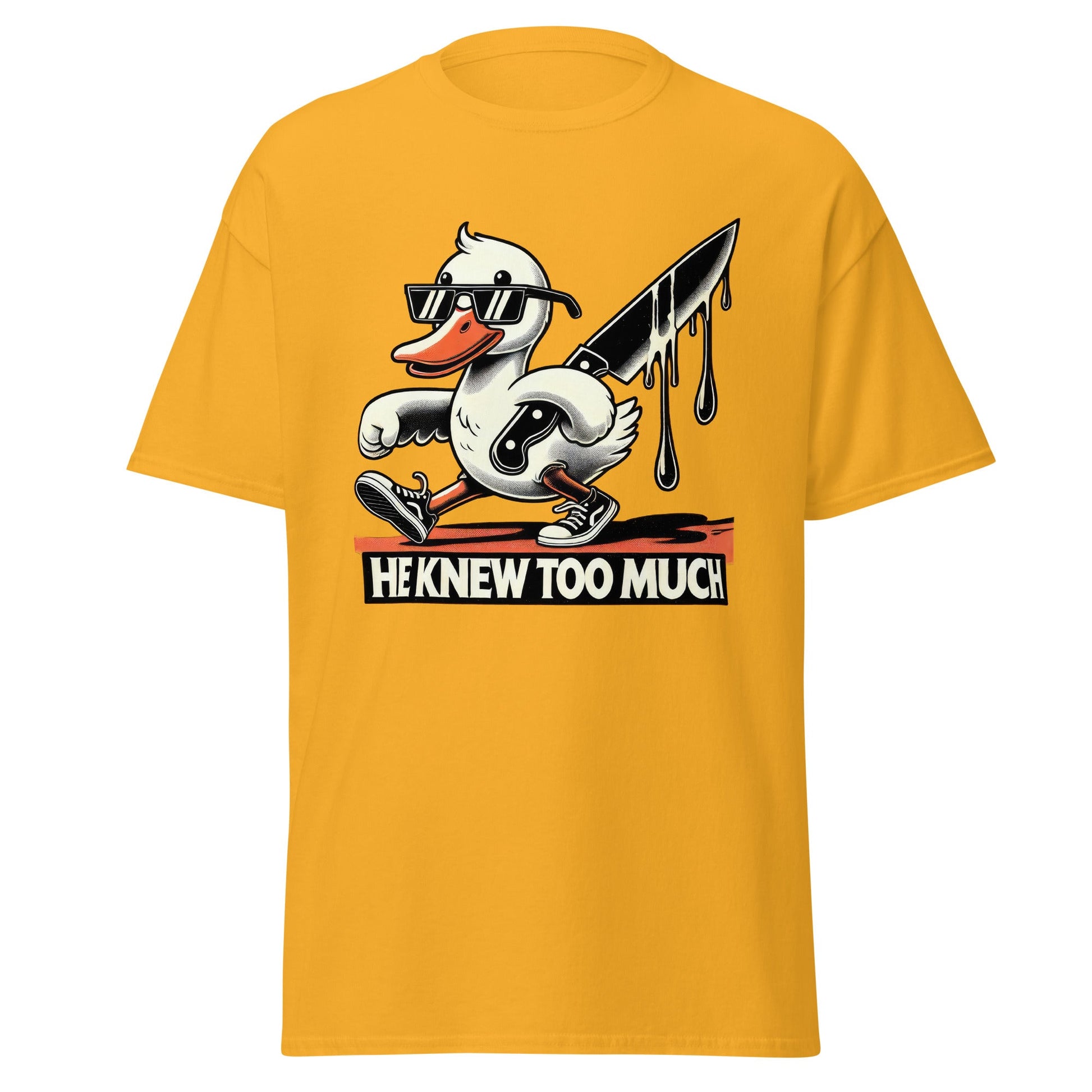 He Knew Too Much | Duck T-Shirt - Gold - T-Shirts Online