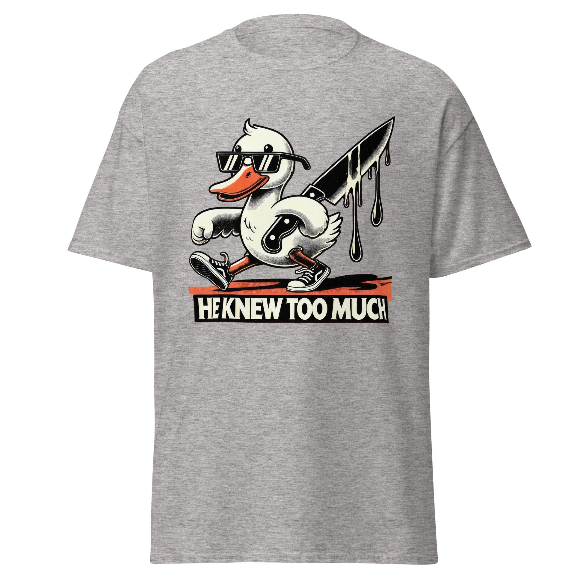 He Knew Too Much | Duck T-Shirt - Sport Grey - T-Shirts Online