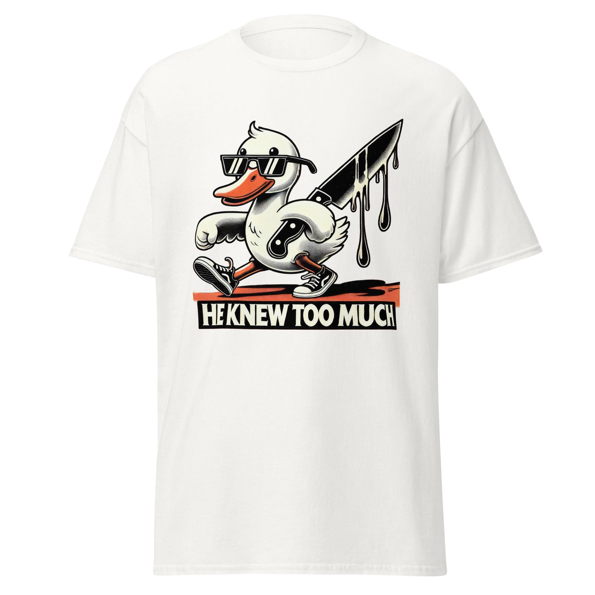 He Knew Too Much | Duck T-Shirt - White - T-Shirts Online