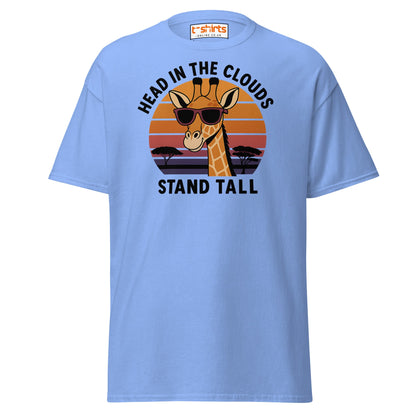 Head in the Clouds Giraffe T-Shirt – Retro Sunset Tee - Carolina Blue - T-Shirts Online