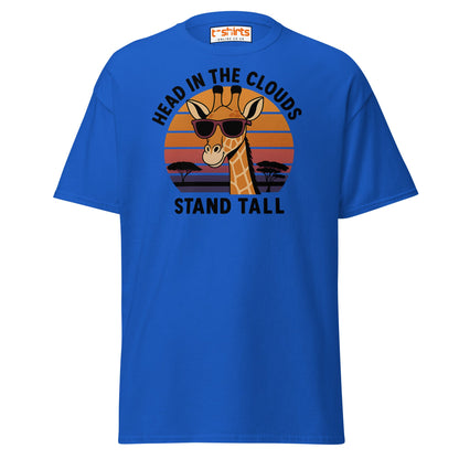 Head in the Clouds Giraffe T-Shirt – Retro Sunset Tee - Royal - T-Shirts Online