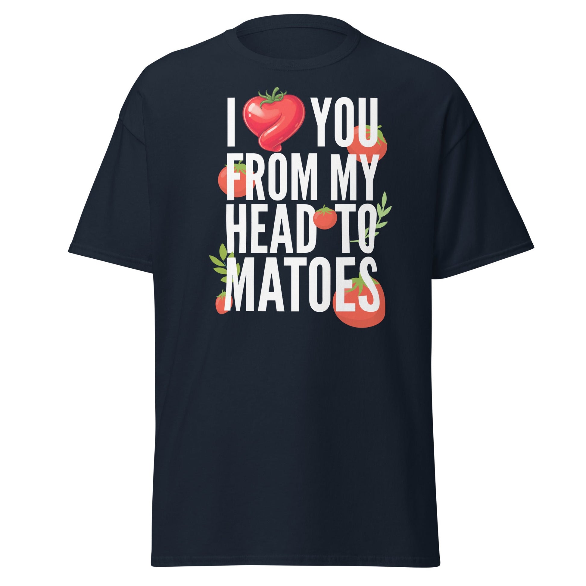 Head Tomatoes Funny Pun T-Shirt - I Love You Tee - Navy - T-Shirts Online
