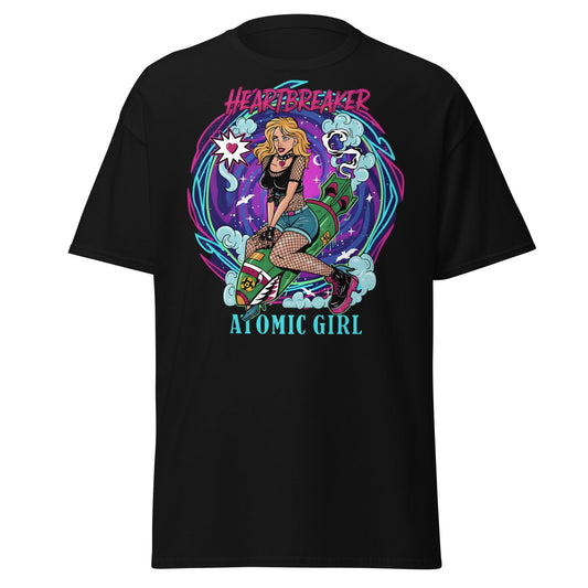 Heartbreaker Atomic Girl T-Shirt | Retro Punk Bombshell Tee - Black - T-Shirts Online