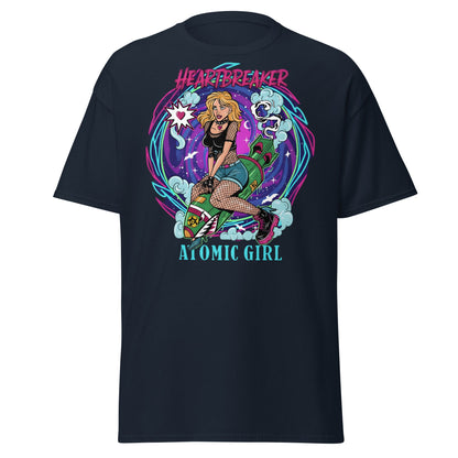 Heartbreaker Atomic Girl T-Shirt | Retro Punk Bombshell Tee - Navy - T-Shirts Online