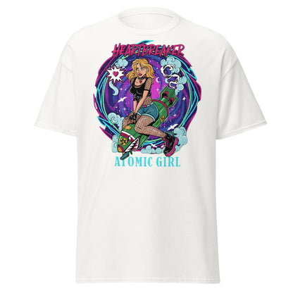 Heartbreaker Atomic Girl T-Shirt | Retro Punk Bombshell Tee - White - T-Shirts Online