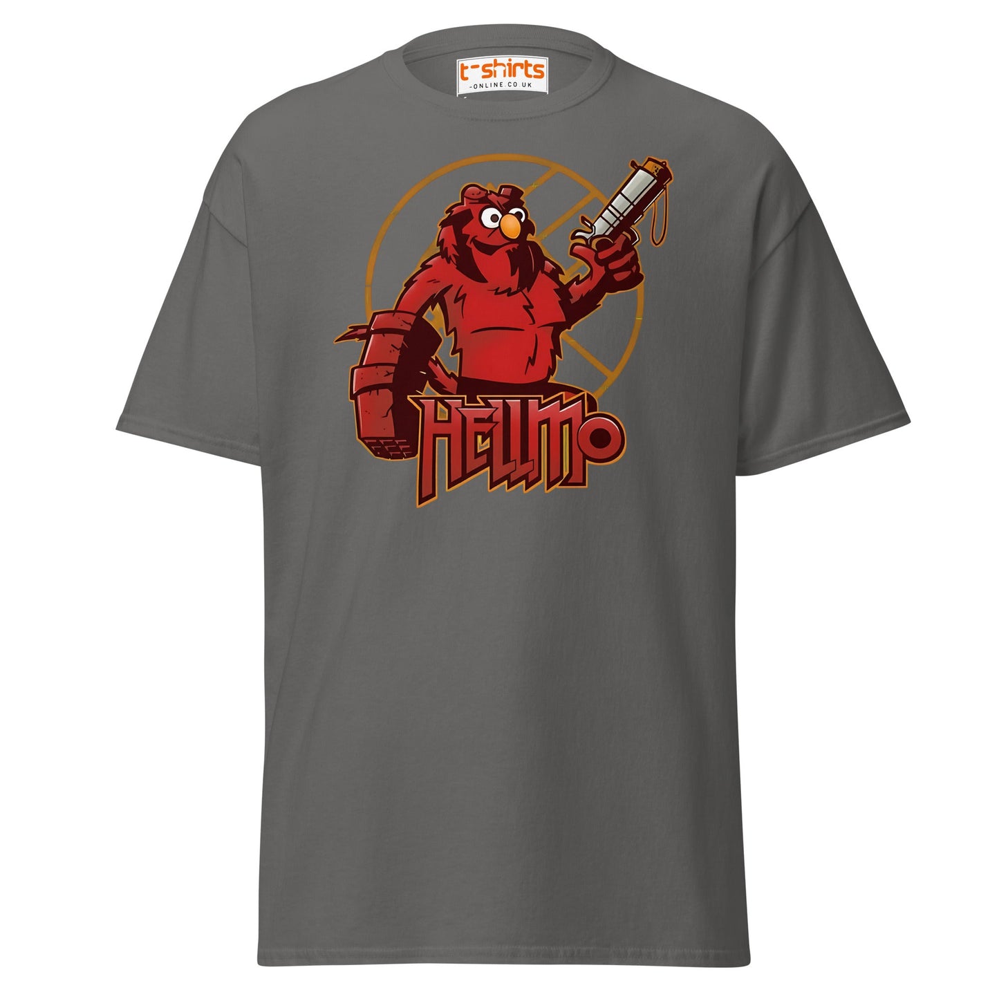 Hellmo T-Shirt | Funny Parody Comic Style Tee - Charcoal - T-Shirts Online