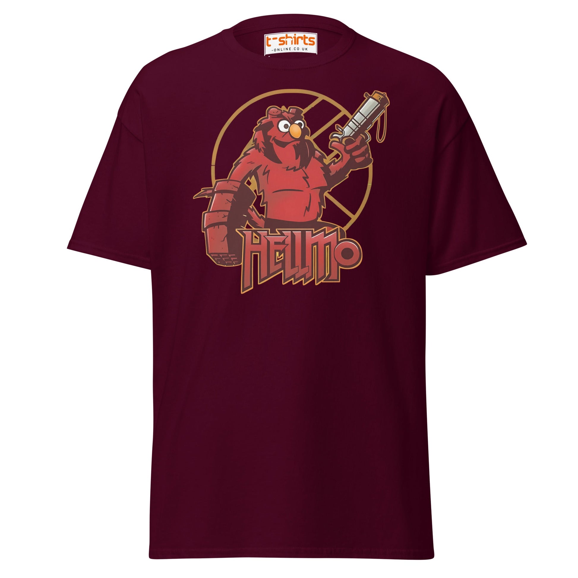 Hellmo T-Shirt | Funny Parody Comic Style Tee - Maroon - T-Shirts Online