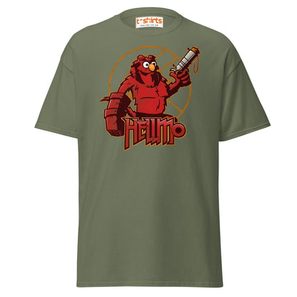 Hellmo T-Shirt | Funny Parody Comic Style Tee - Military Green - T-Shirts Online