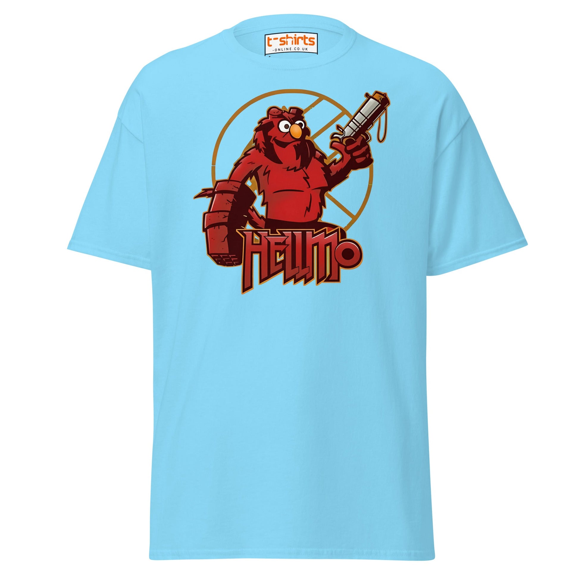 Hellmo T-Shirt | Funny Parody Comic Style Tee - Sky - T-Shirts Online