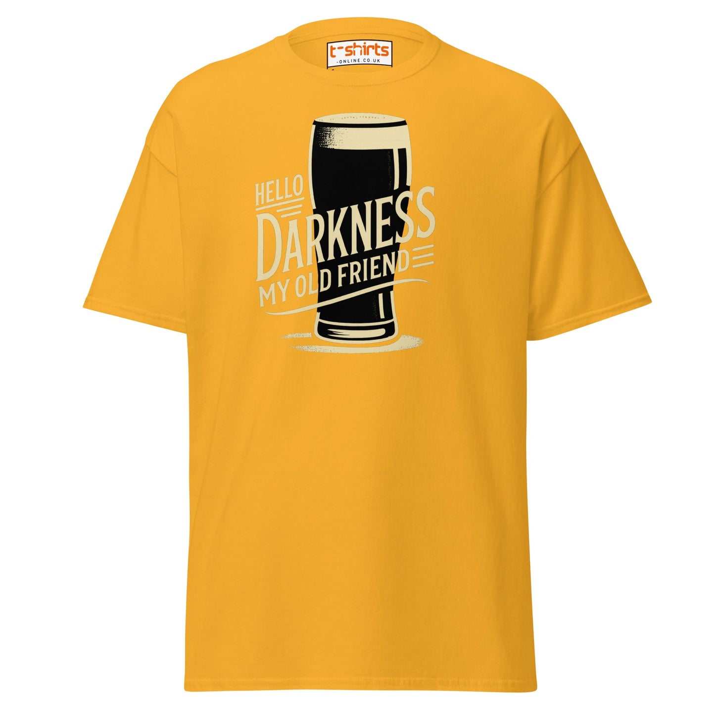 Hello Darkness Beer T-Shirt – Funny Stout Lover Tee - Gold - T-Shirts Online