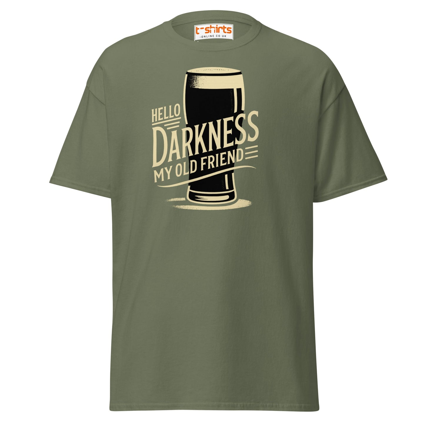 Hello Darkness Beer T-Shirt – Funny Stout Lover Tee - Military Green - T-Shirts Online