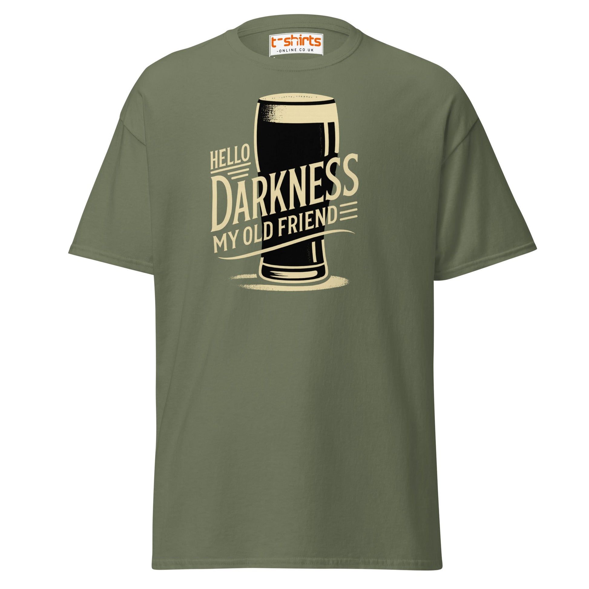 Hello Darkness Beer T-Shirt – Funny Stout Lover Tee - Military Green - T-Shirts Online