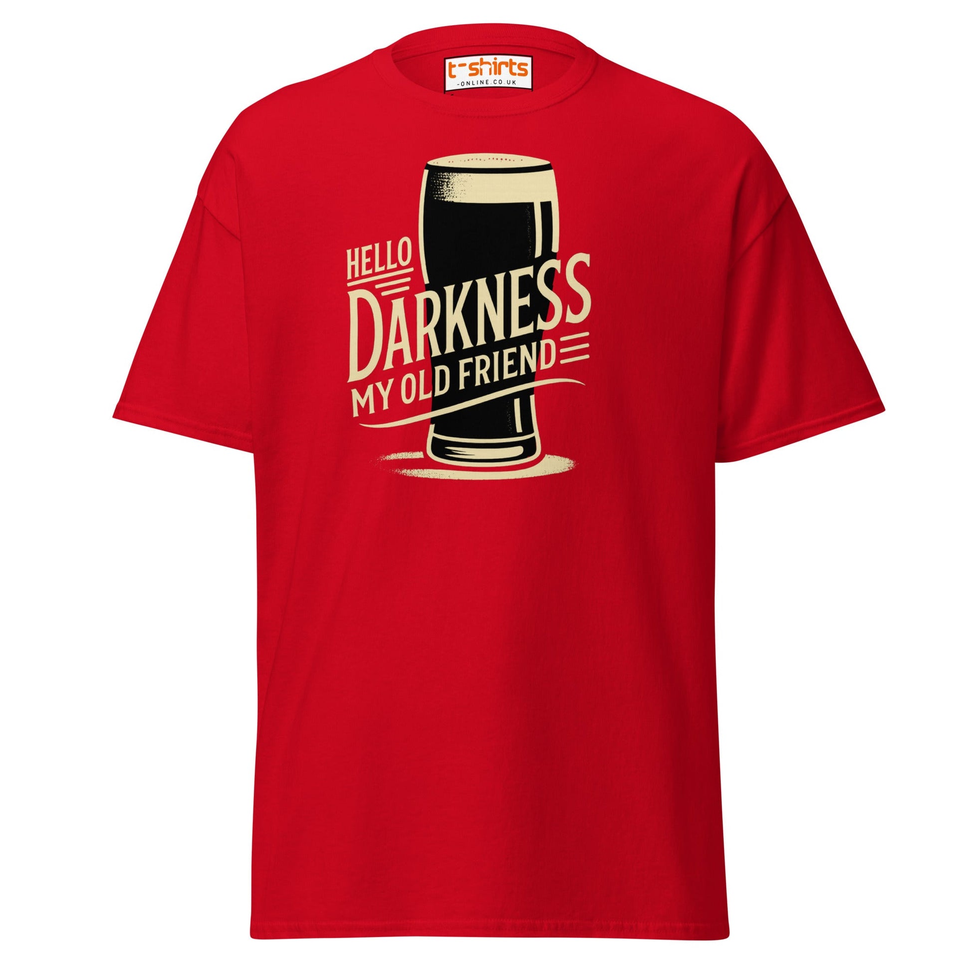 Hello Darkness Beer T-Shirt – Funny Stout Lover Tee - Red - T-Shirts Online