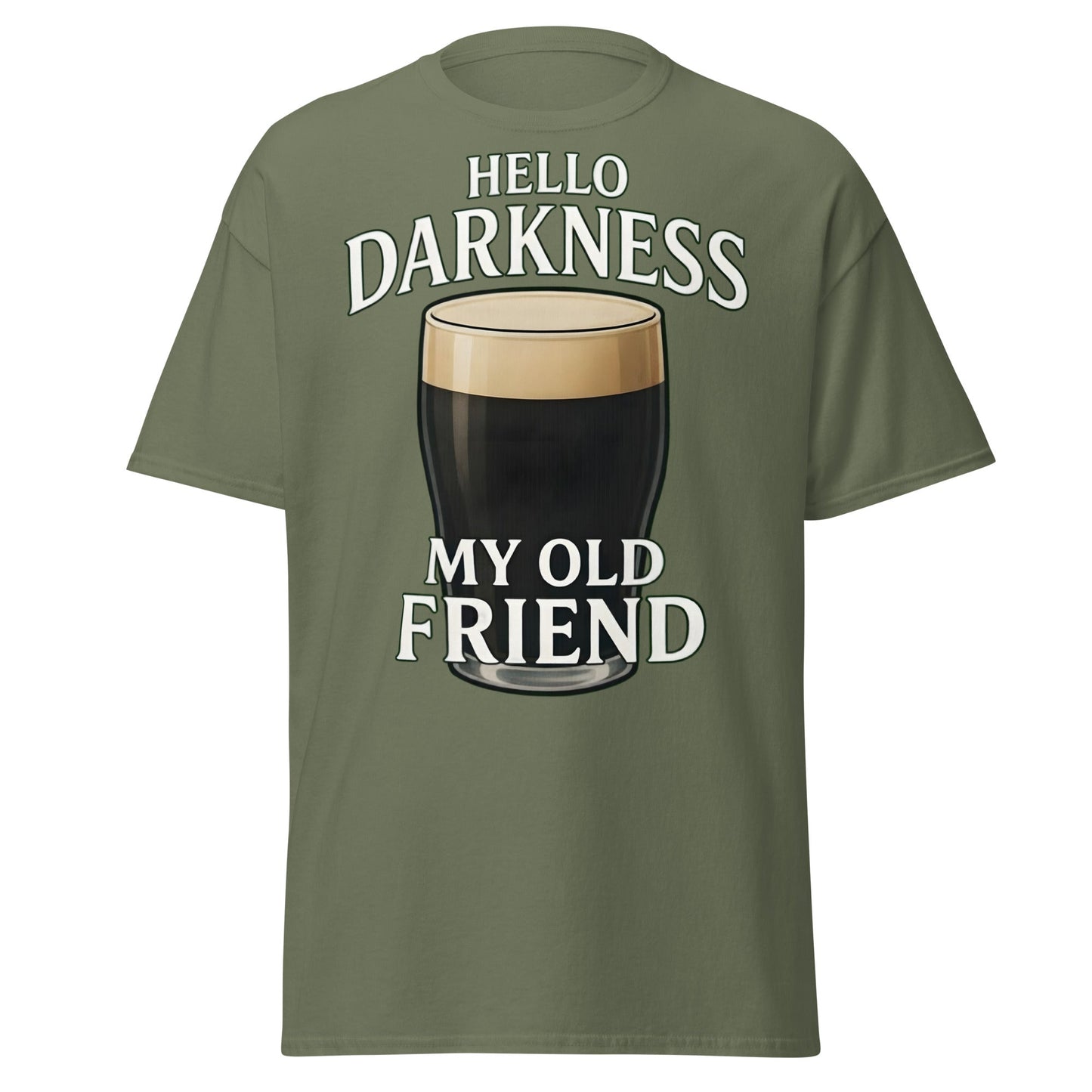 Hello Darkness My Old Friend Stout Beer T-Shirt - Military Green - T-Shirts Online